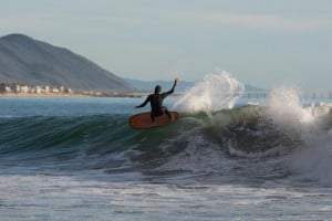 trev on a twin fin.