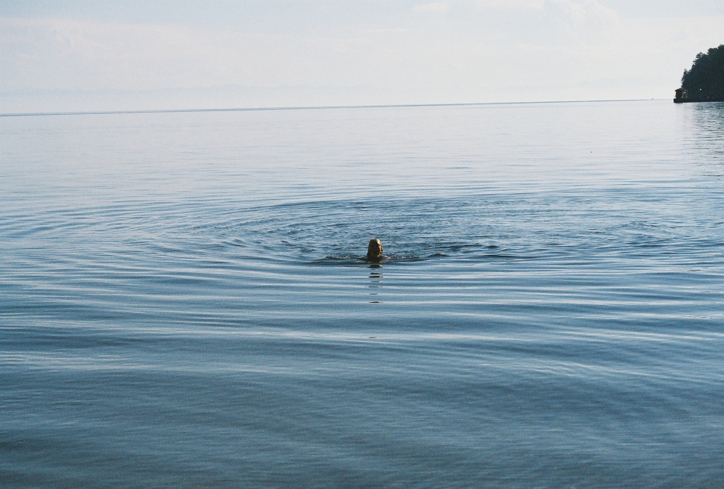 The author swims in Lake Baikal, 2007