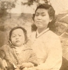 The author's aunt,  right, with the author's mother
