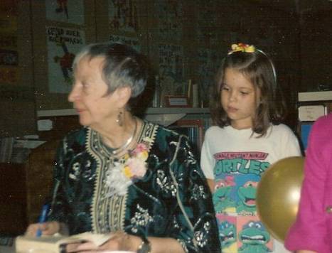 A young Miranda about to meet Madeleine L'Engle.